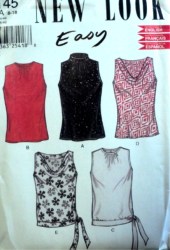 6145 NEW LOOK SLEEVELESS TOPS EZ PATTERN 8-18